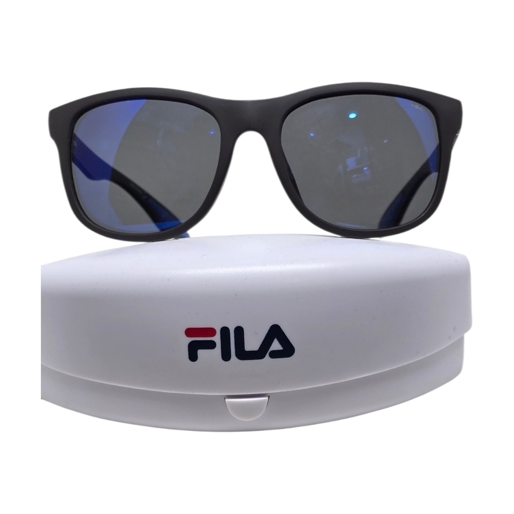 Fila Black Frame Sunglasses with Blue Tint